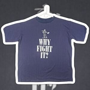 Vintage Markzware Why Fight It Shirt Mens 2XL Blue Software Single Stitch USA